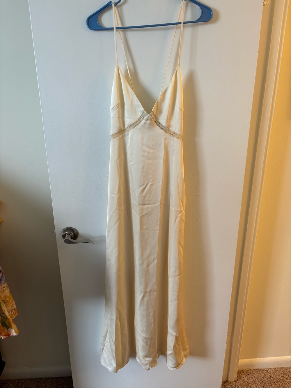 Elegant Cream Satin Slip with Delicate Spaghetti Straps